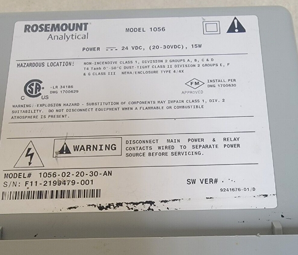 Rosemount analytical dual input analyzer model 1056-02-20-30-an