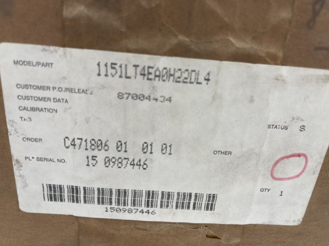 Emerson Rosemount 1151lt4ea0h22dl4 Pressure Transmitter