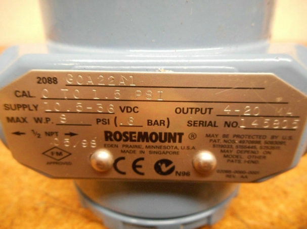 New  Rosemount 2088-G0A22A1 Pressure Transmitter 4-20mA 1/2