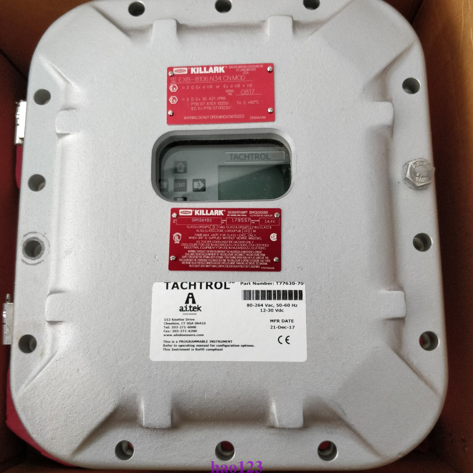 T77630-10 New AI-Tek (Airpax) TACHTROL 30 Dual Input Digital Tachometer
